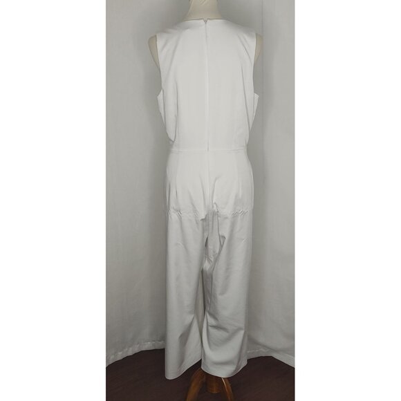 Antonio Melani Jumpsuit 12 White Sleeveless Wide Leg Crew Neck Adelaide - Picture 7 of 10